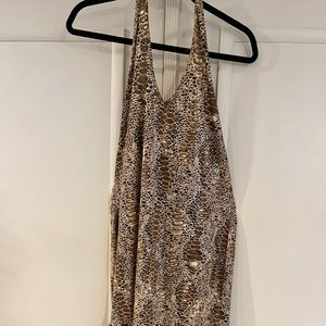 Sexy halter mini dress with sequin snake skin